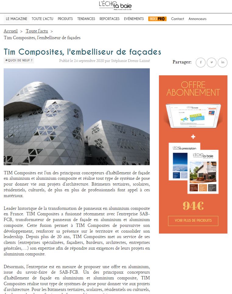 Echo de la Baie TIM Composites 